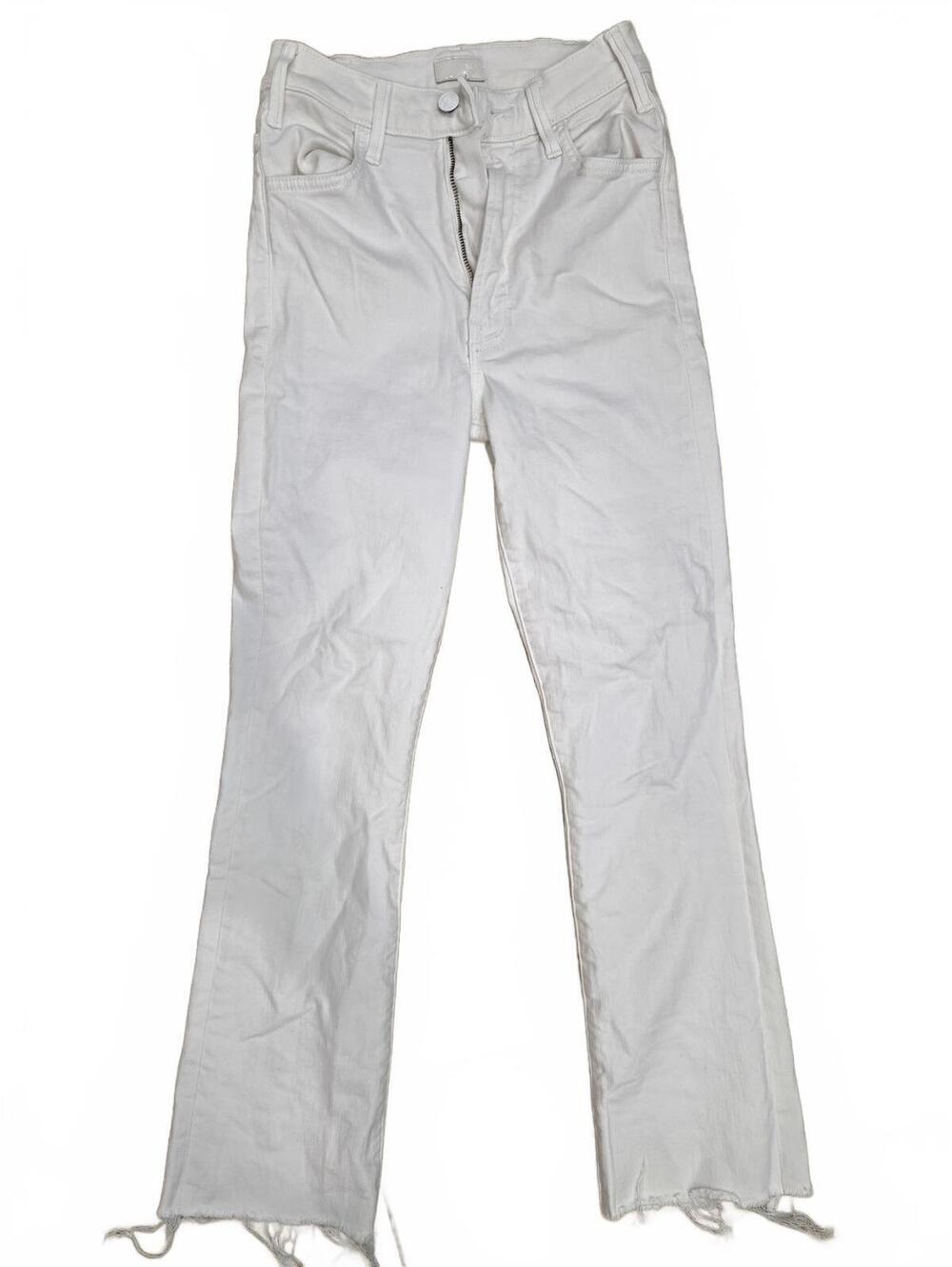 MOTHER The Hustler Ankle Fray White Stretch Denim Jeans Womens Size 24